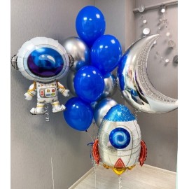 Фонтан 10 шаров+космонавт+луна+ракета