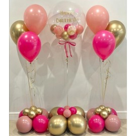2 розово-золотых фонтана+Баблс на подставке