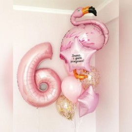 Розовый набор с фламинго и цифрой